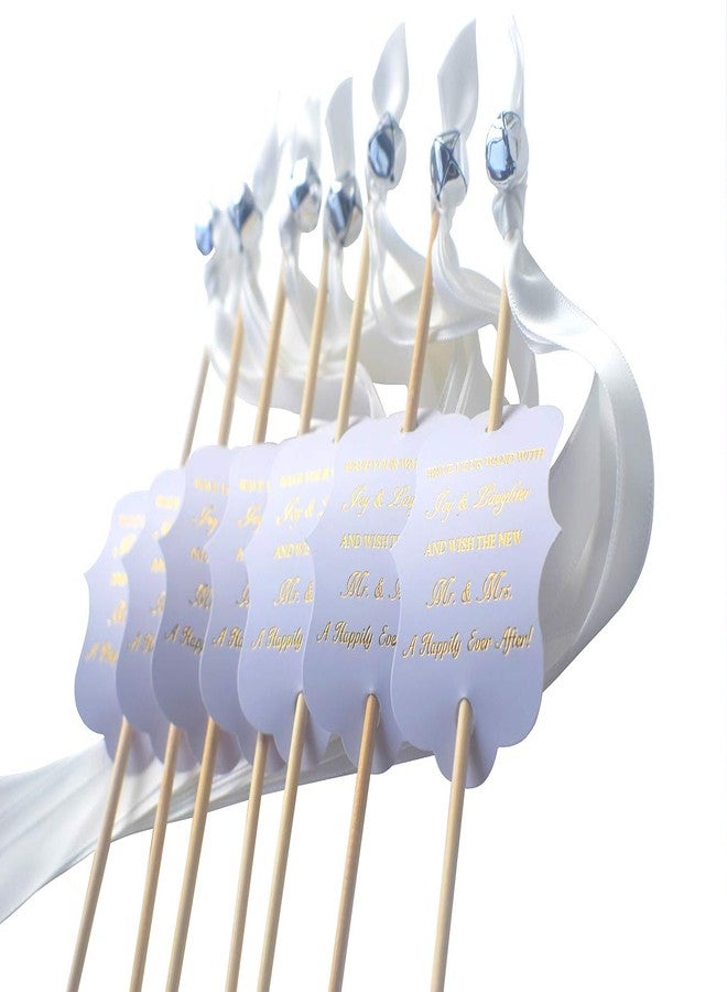 Kingsnow 50 Pack Wedding Ribbon Wand Favor Tags, Weddig Send Off Exit Wand Gold Foil Tags for Wedding Ribbon Wands - Image 5